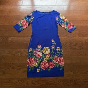 Zara Basic Fashion Ao cách Tân Royal Blue with Floral Design M